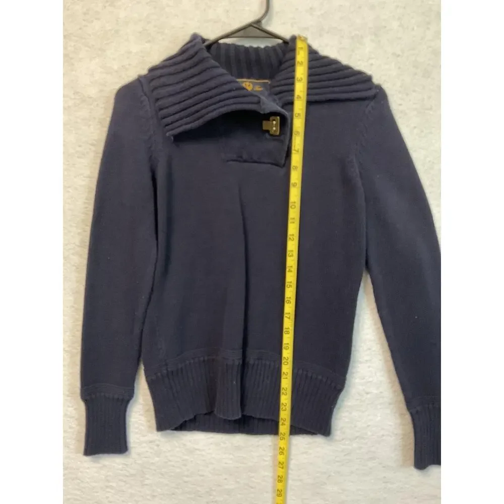 Ralph Lauren Jeans Co Sweater Womens Small Navy Blue Ribbed Collar Pullover Knit